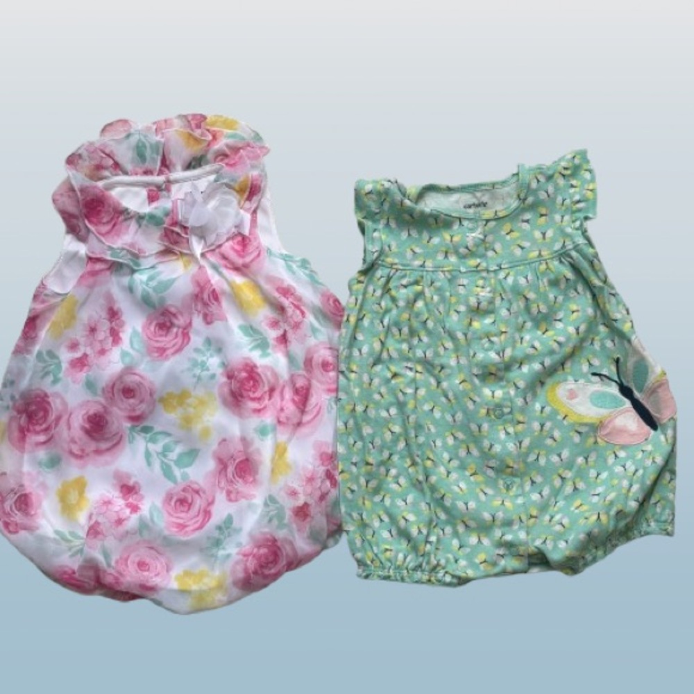Little Me Pink and Yellow Bodysuit with Floral Pattern NEW WITHOUT TAGS